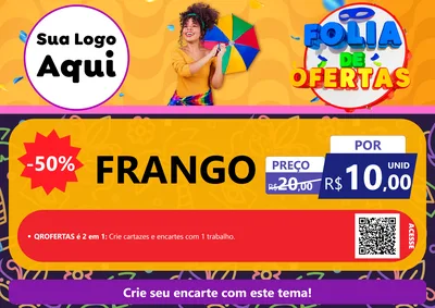 Modelo de Cartaz para Cartaz A4 Horizontal com o tema Folia de Ofertas para Assados