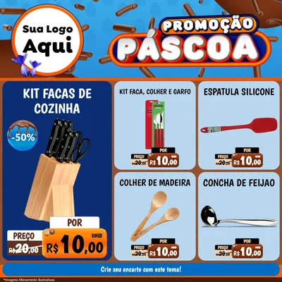 Modelo de Rede Social para Feed Facebook com o tema Promoção Páscoa para Utilidades Domésticas