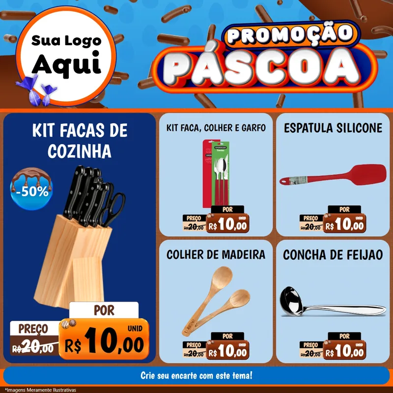 Modelo de Rede Social para Feed Facebook com o tema Promoção Páscoa para Utilidades Domésticas
