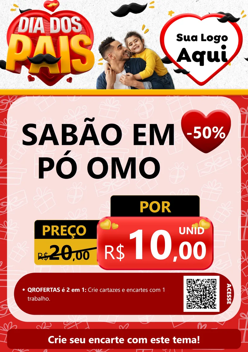 Modelo de Cartaz para Cartaz A4 Vertical com o tema Dia dos Pais para Produtos de Limpeza