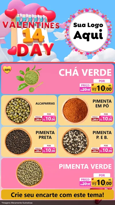 Modelo de TV para TV Vertical com o tema Valentine's Day para Produtos Naturais