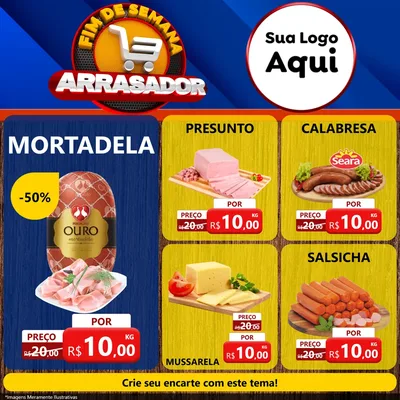 Modelo de Rede Social para Feed Facebook com o tema Fim De Semana Arrasador para Frios e Laticínios