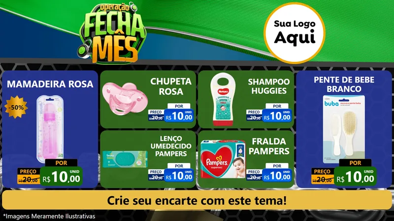 Modelo de TV para TV Horizontal com o tema Operação Fecha Mês para Bebês