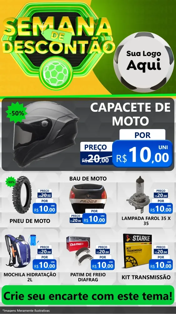 Modelo de Rede Social para Stories com o tema Semana de Descontão - Copa para Moto peças
