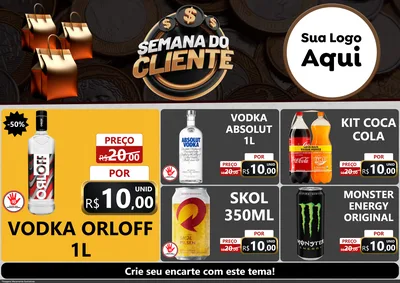 Modelo de Encarte para Encarte A4 Horizontal com o tema Semana do Cliente para Distribuidora de bebidas