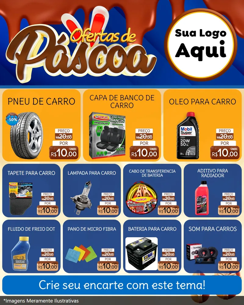 Modelo de Rede Social para Feed Instagram com o tema Ofertas de Páscoa para Auto peças