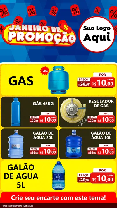 Modelo de TV para TV Vertical com o tema Janeiro de Promoção para Água e gás