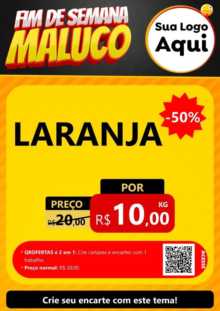 Modelo de Cartaz para Cartaz A4 Vertical com o tema Final de Semana Maluco para Hortifrúti