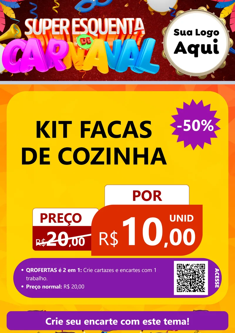 Modelo de Cartaz para Cartaz A4 Vertical com o tema Super Esquenta de Carnaval para Utilidades Domésticas