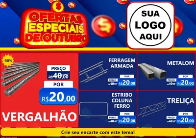 Modelo de Encarte para Encarte A4 Horizontal com o tema Ofertas Especiais de Outubro para Ferragens