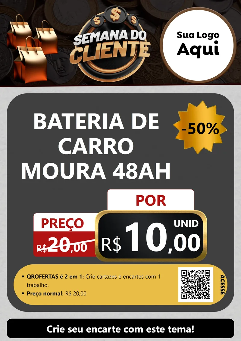 Modelo de Cartaz para Cartaz A4 Vertical com o tema Semana do Cliente para Baterias Elétricas