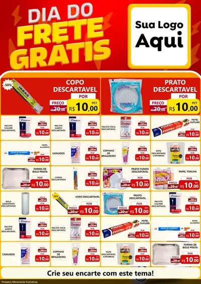 Modelo de Encarte para Encarte A4 Vertical com o tema Dia do Frete Grátis para Embalagens