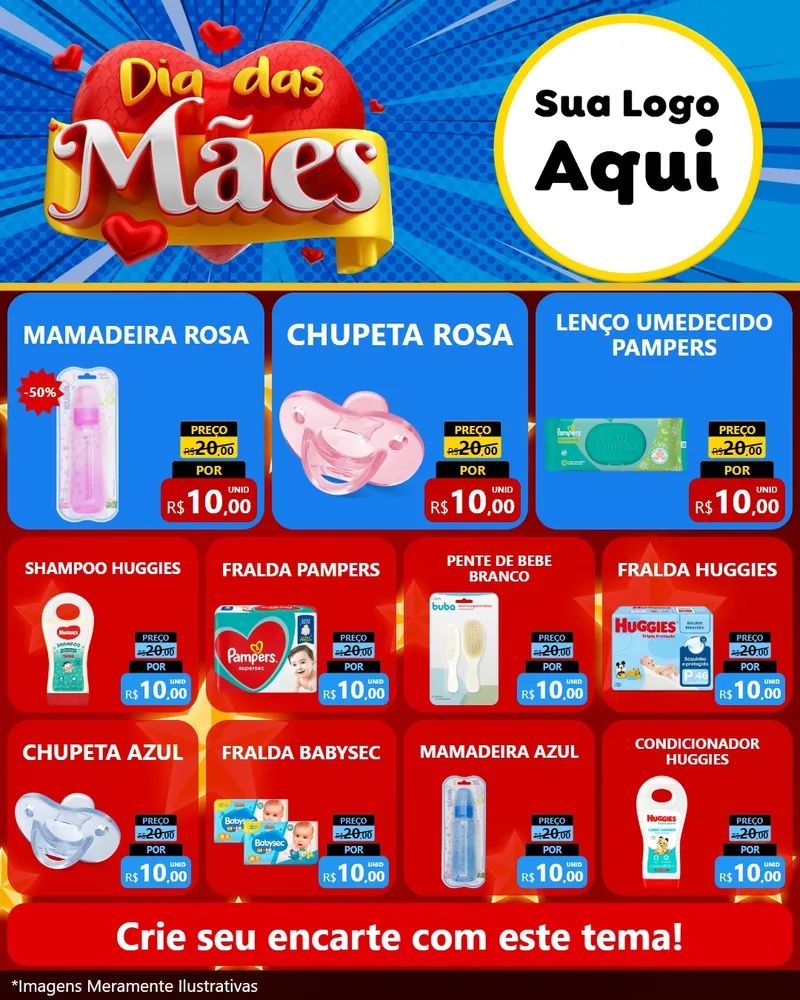 Modelo de Rede Social para Feed Instagram com o tema Dia das Mães para Bebês