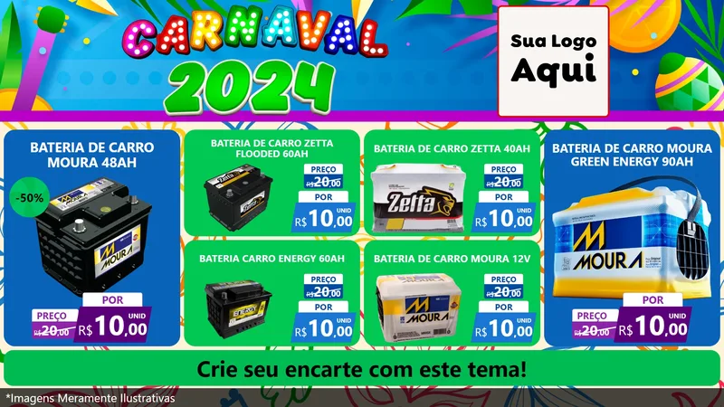 Modelo de TV para TV Horizontal com o tema Carnaval 2027 para Baterias Elétricas