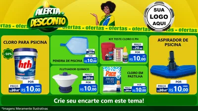 Modelo de TV para TV Horizontal com o tema Alerta de Desconto para Produtos para Piscina