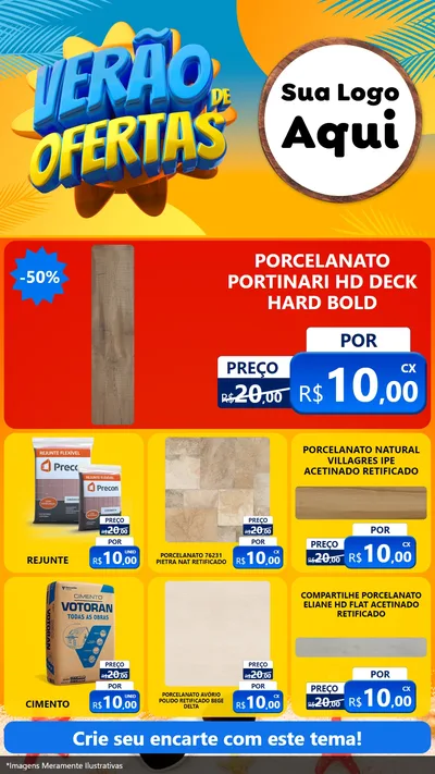 Modelo de Rede Social para Stories com o tema Verão de Ofertas para Pisos e revestimentos