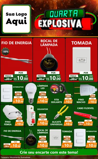 Modelo de Encarte para Encarte Grande com o tema Quarta Explosiva para Materiais Elétricos