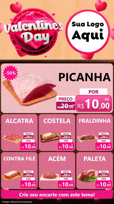 Modelo de Rede Social para Stories com o tema Valentine's Day para Açougue