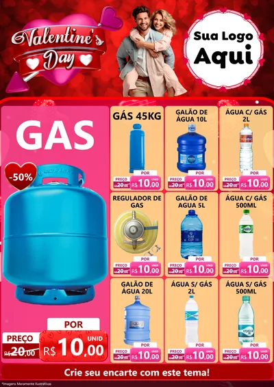 Modelo de Encarte para Encarte A4 Vertical com o tema Valentine's Day para Água e gás