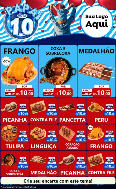 Modelo de Encarte para Encarte Grande com o tema Papai Nota 10 para Assados