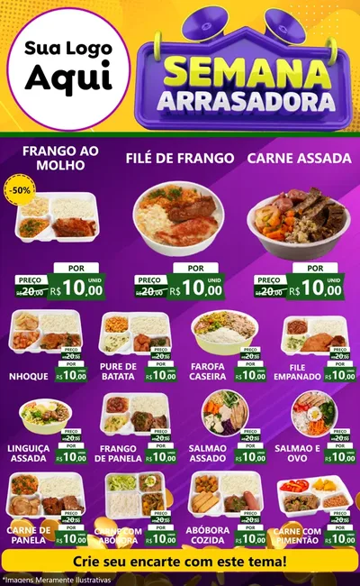 Modelo de Encarte para Encarte Grande com o tema Semana Arrasadora para Restaurante