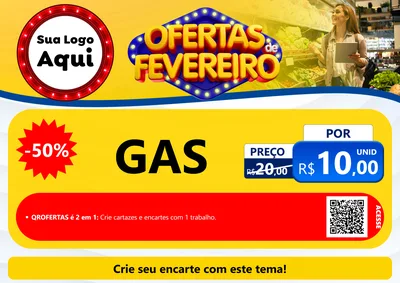 Modelo de Cartaz para Cartaz A4 Horizontal com o tema Ofertas de Fevereiro para Água e gás