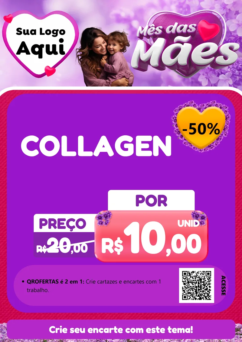 Modelo de Cartaz para Cartaz A4 Vertical com o tema Mês das Mães para Suplementos alimentares