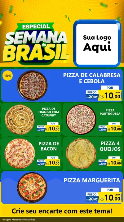 Modelo de TV para TV Vertical com o tema Especial Semana do Brasil para Pizzaria