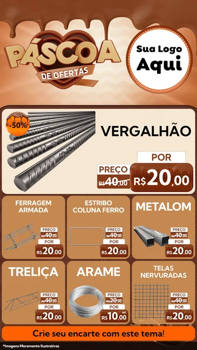 Modelo de Rede Social para Stories com o tema Páscoa de Ofertas para Ferragens