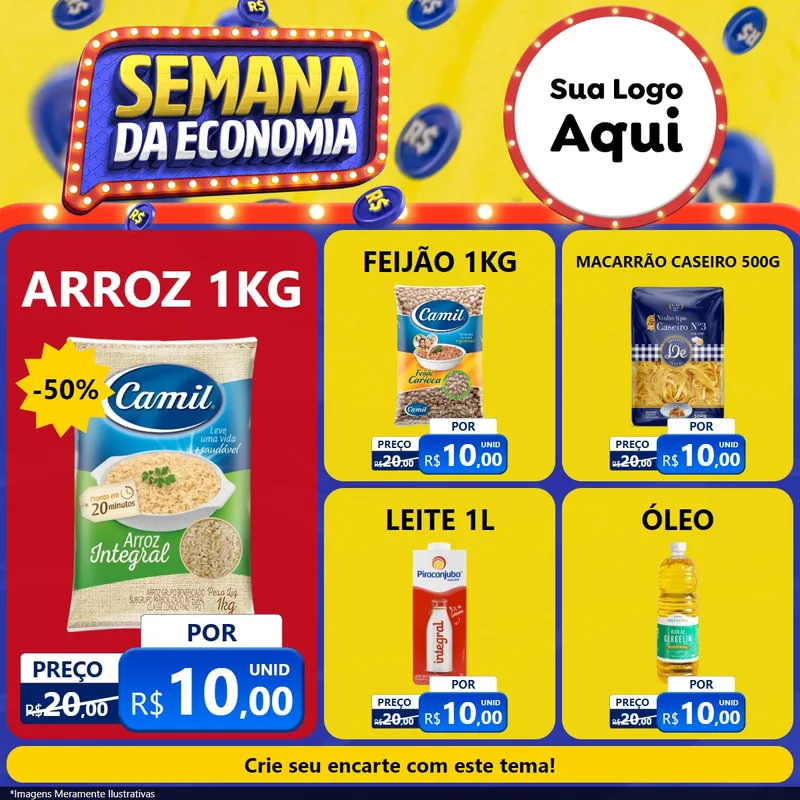 Modelo de Rede Social para Feed Facebook com o tema Semana da Economia para Supermercado
