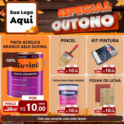Modelo de Rede Social para Feed Facebook com o tema Especial Outono para Tintas e Ferramentas