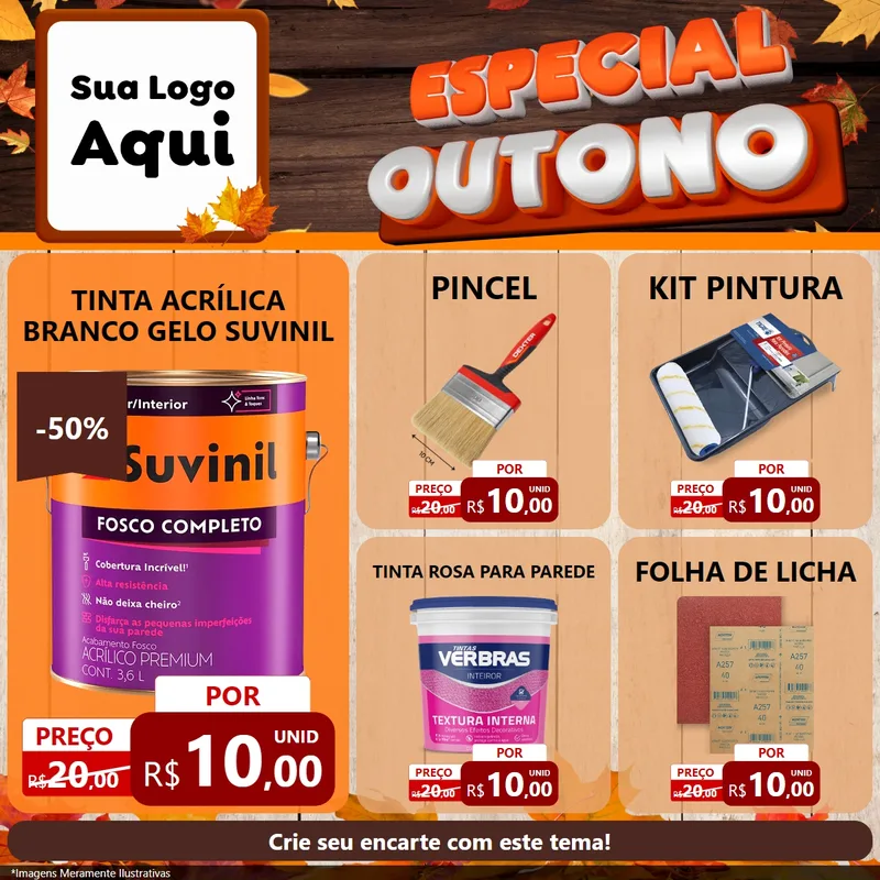 Modelo de Rede Social para Feed Facebook com o tema Especial Outono para Tintas e Ferramentas