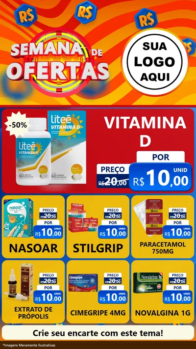 Modelo de Rede Social para Stories com o tema Semana de Ofertas para Farmácia