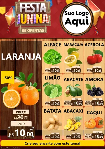 Modelo de Encarte para Encarte A4 Vertical com o tema Festa Junina de Ofertas para Hortifrúti