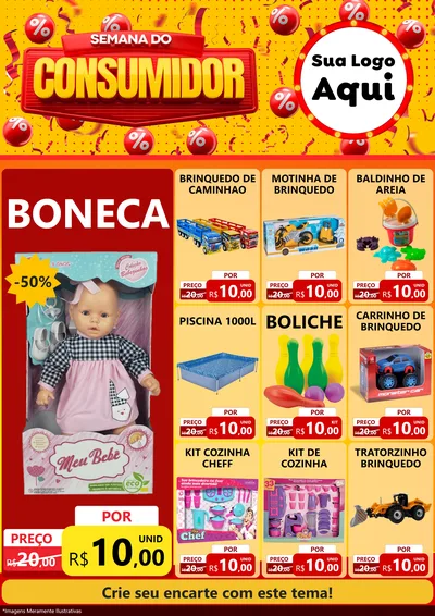 Modelo de Encarte para Encarte A4 Vertical com o tema Semana do Consumidor para Brinquedos