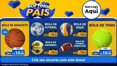Modelo de TV para TV Horizontal com o tema Sorteio Dia dos Pais para Artigos Esportivos