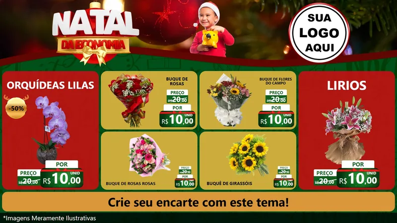 Modelo de TV para TV Horizontal com o tema Natal da Economia para Floricultura e jardim