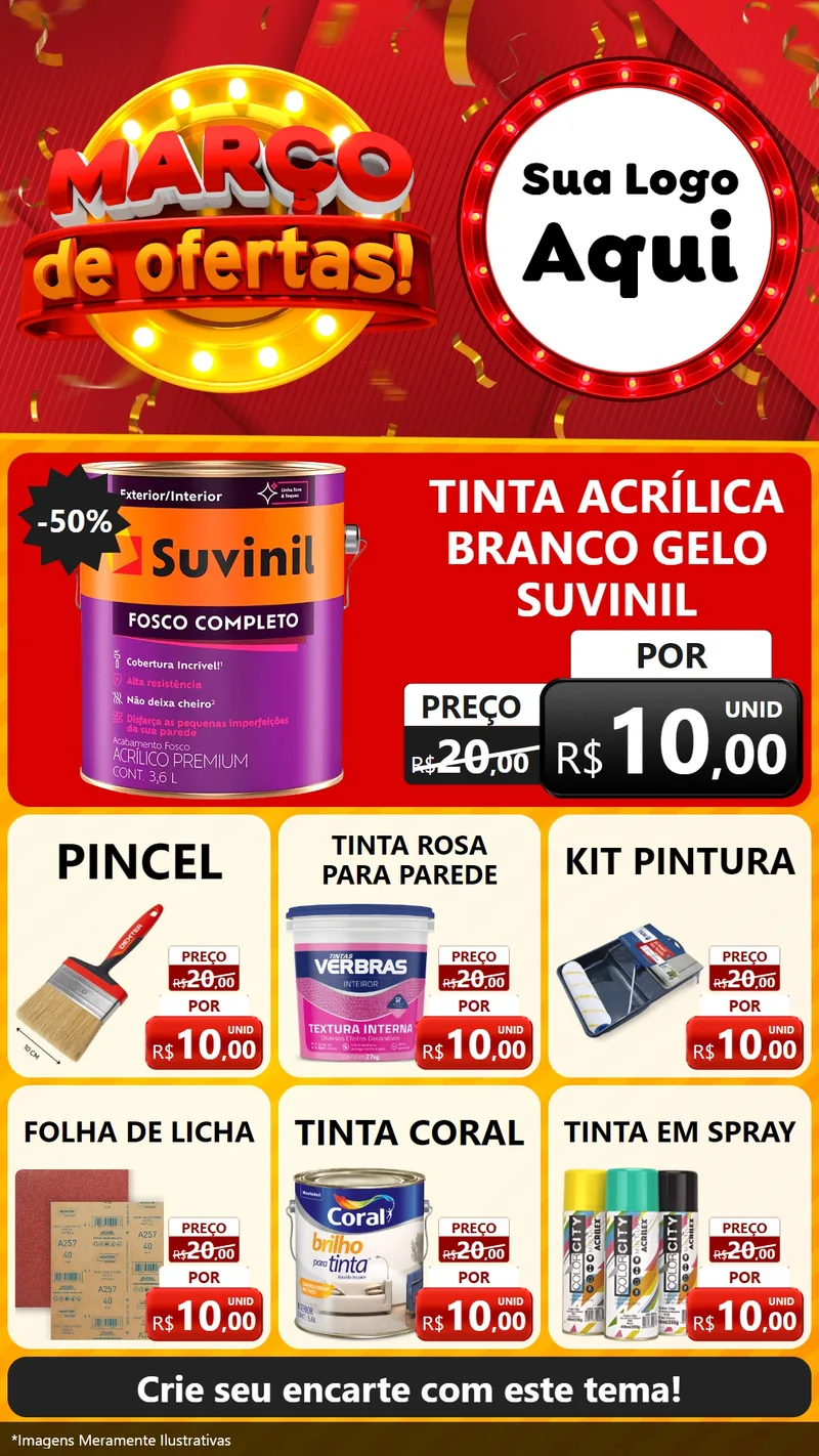 Modelo de Rede Social para Stories com o tema Março de Ofertas! para Tintas e Ferramentas