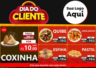 Modelo de Encarte para Encarte A4 Horizontal com o tema Dia do Cliente para Salgadaria