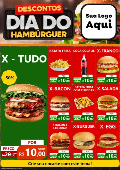 Modelo de Encarte para Encarte A4 Vertical com o tema Descontos Dia Do Hambúrguer para Hamburgueria
