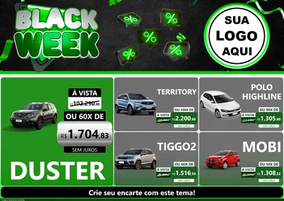 Modelo de Encarte para Encarte A4 Horizontal com o tema Black Week para Concessionaria de Carros
