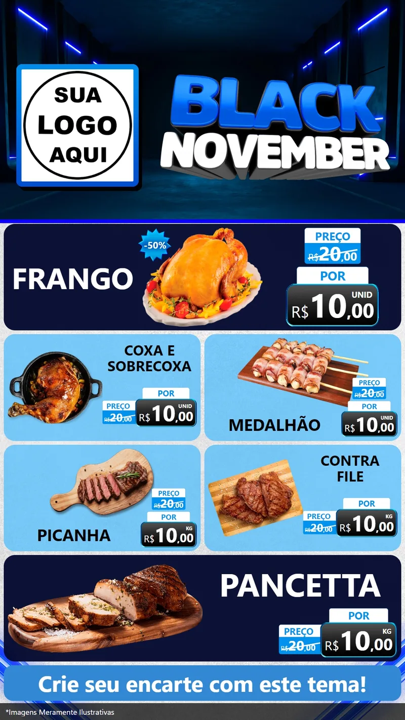 Modelo de TV para TV Vertical com o tema Black November para Assados