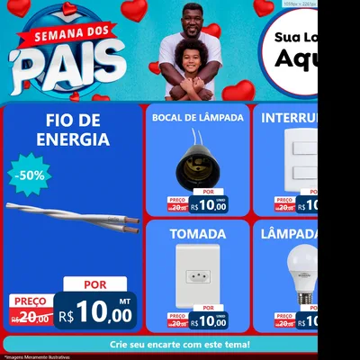 Modelo de Rede Social para Feed Facebook com o tema Semana Dos Pais para Materiais Elétricos