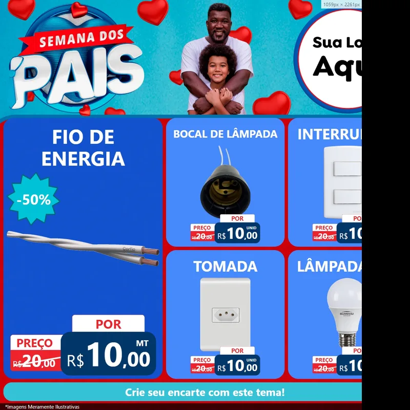 Modelo de Rede Social para Feed Facebook com o tema Semana Dos Pais para Materiais Elétricos