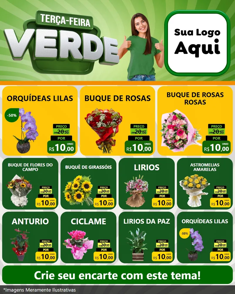 Modelo de Rede Social para Feed Instagram com o tema Terça - Feira Verde para Floricultura e jardim