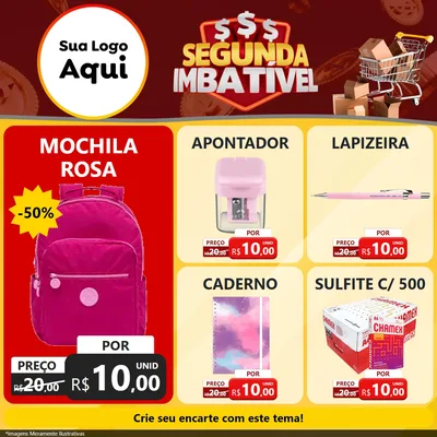 Modelo de Rede Social para Feed Facebook com o tema Segunda Imbatível para Papelaria