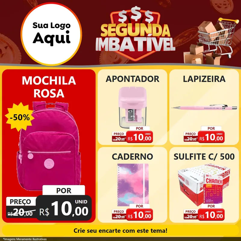 Modelo de Rede Social para Feed Facebook com o tema Segunda Imbatível para Papelaria
