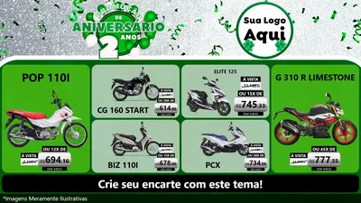 Modelo de TV para TV Horizontal com o tema Promoção de Aniversário - 2 Anos para Concessionaria de Motos