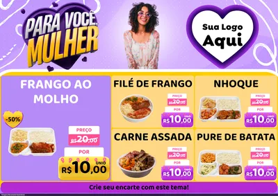 Modelo de Encarte para Encarte A4 Horizontal com o tema Para Você, Mulher para Restaurante