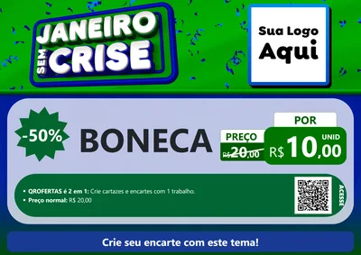 Modelo de Cartaz para Cartaz A4 Horizontal com o tema Janeiro Sem Crise para Brinquedos